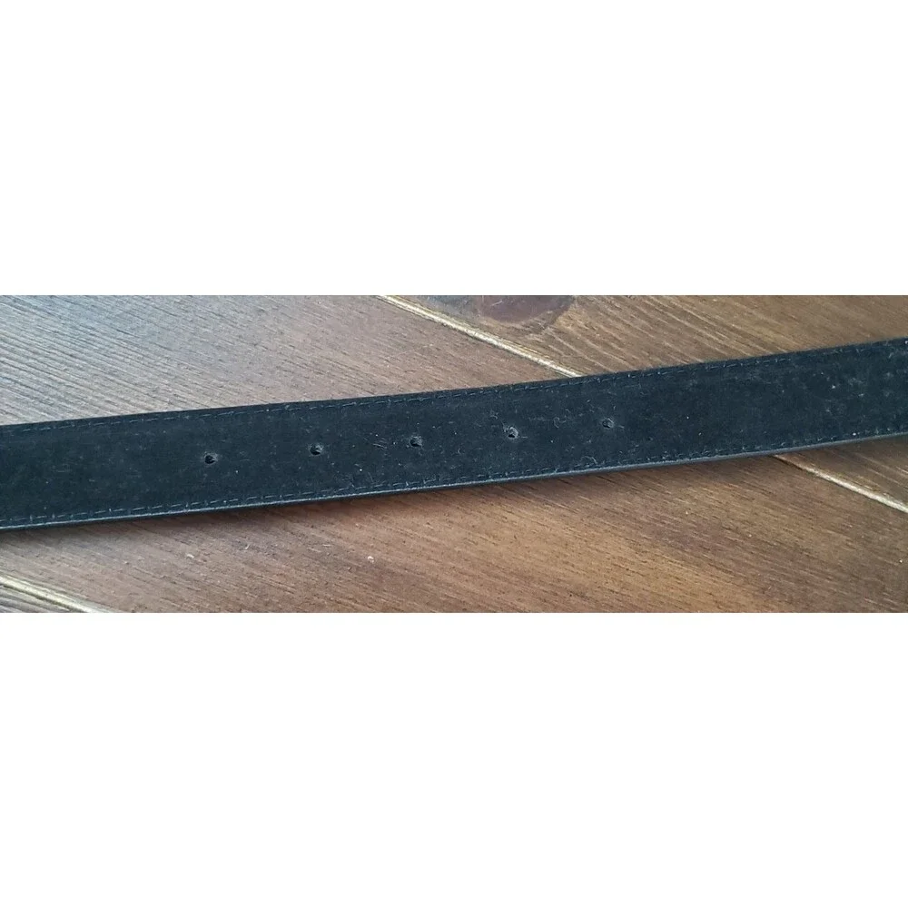 Pebbled Leather Belt Men's 38 Black Silvertone Buckle 1